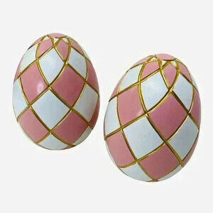 Pink Gold Trim Checkered Harley Quinn Vibes Easter Egg Shape Decor